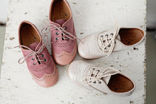 Beautiful smart-casual style lace-up brogue shoes. Made with an adorable combination of Cream Patent Leather and Grey Suede of the highest quality. Olivia Ann Shoes.