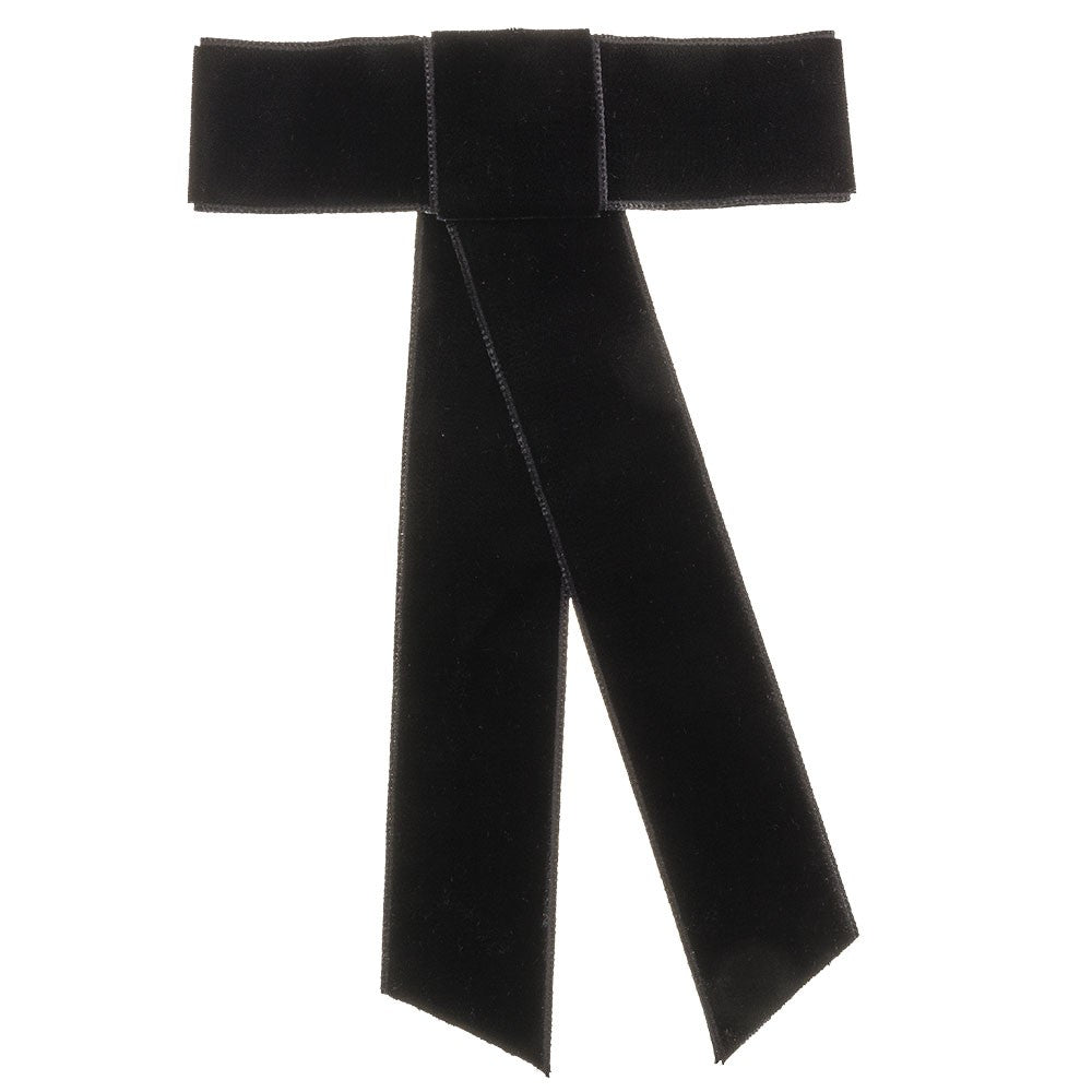 Maxi Velvet Bow French Barrette - Black