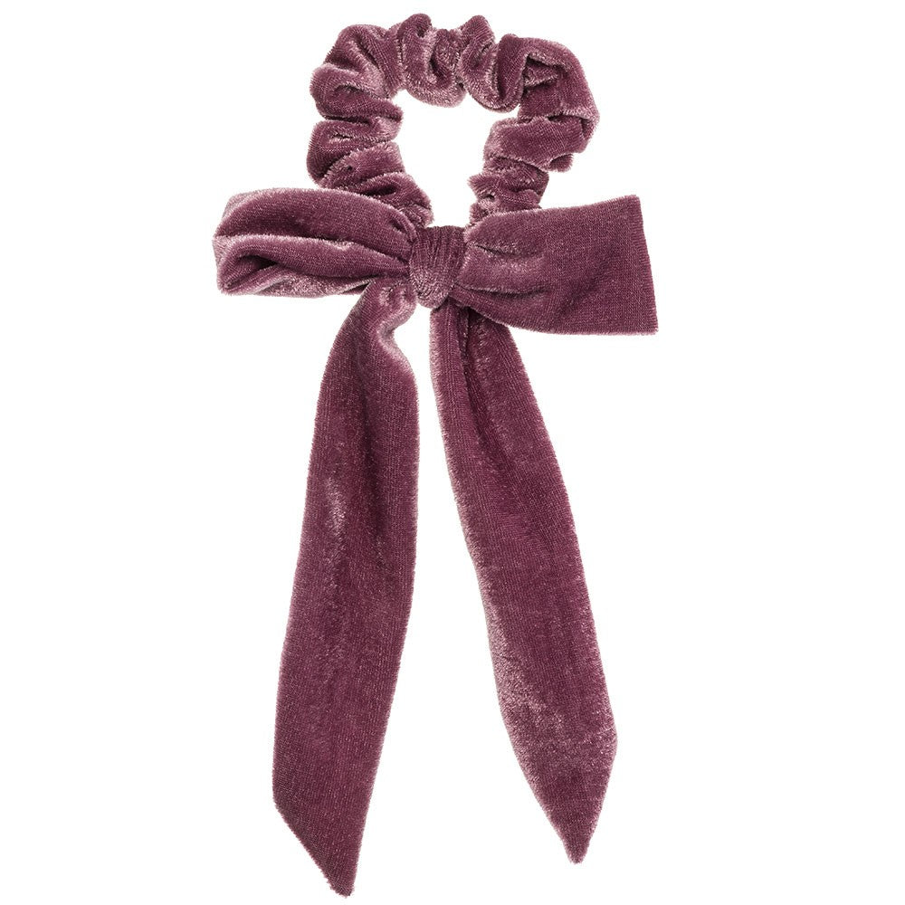 Deluxe Velvet Bow Scrunchie - Vintage Rose