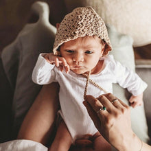 Baby Scalloped Knitted Bonnet - Champagne