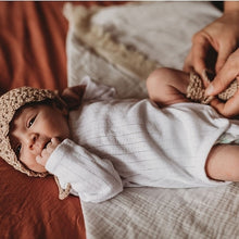 Baby Scalloped Knitted Bonnet - Champagne