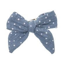 Linen Polka dot bow - 8 colours