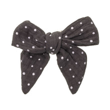 Linen Polka dot bow - 8 colours