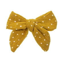 Linen Polka dot bow - 8 colours