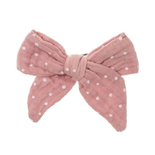 Linen Polka dot bow - 8 colours