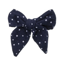 Linen Polka dot bow - 8 colours