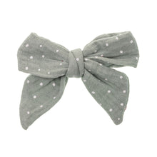 Linen Polka dot bow - 8 colours