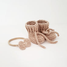 Baby Ribbed Knitted Booties - Champagne