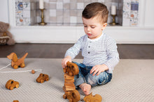 Simple yet stylish wooden toy bus. This simple design makes them super durable. They will not break even if they start knocking or throwing. There are four windows in the body which are very easy to grasp.
