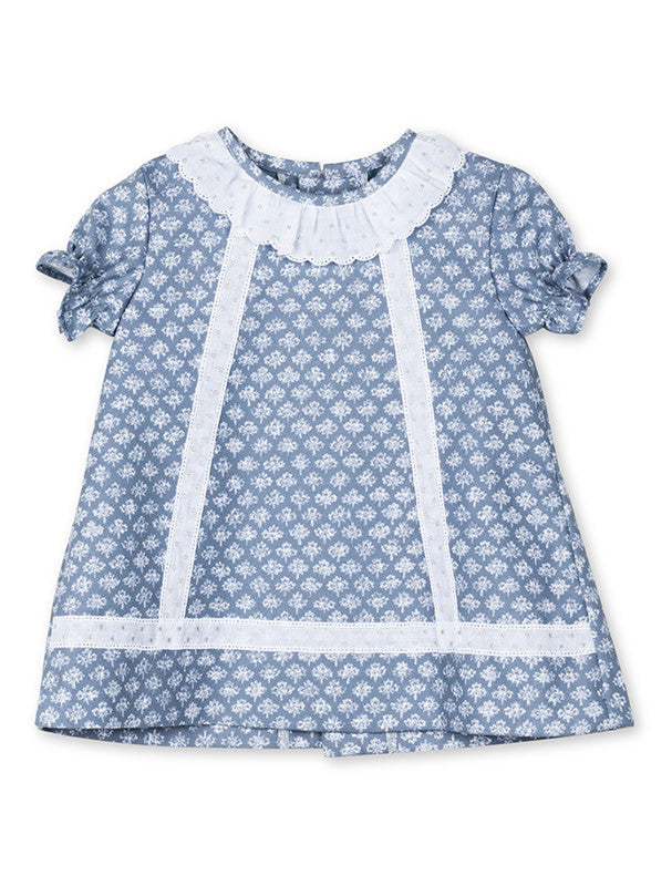 Blue Dress with Lace Details- LAST ONE SIZE 6M!