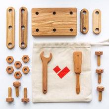 This hand-crafted Wooden Construction / Tools Set is incredible realistic and features tools with movable parts. Made from solid ash and beech wood and covered with natural oils. Perfectly polished for an heirloom quality toy . Poltora Stolyara. Australia.