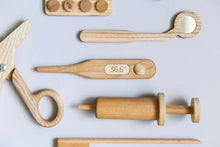 Children will love role playing with our Large Kids Wooden Doctor Set which has everything a child needs to care for family, dolls and stuffed animals at home. Poltora Stolyara. Montessori toys. Handmade toys. Heirloom toys Australia.