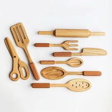 Children will love role playing with our Wooden Kitchen Tool Set. A beautiful, heirloom gift for any child that enjoys kitchen and house play. Calling all mini chefs! Poltora tolyara. Heirloom Toys. Cooking Set. Handmade wooden toys. Australia.