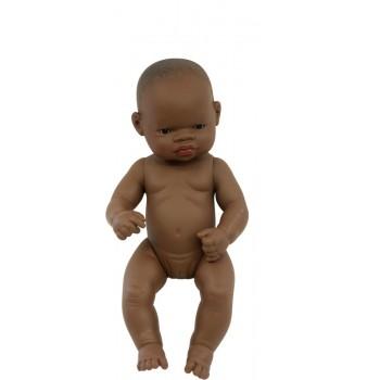 Stunning Miniland Doll - African Baby Girl , 32 cm (UNDRESSED)These anatomically correct dolls are vanilla scented to smell like a newly born baby. They have superbly designed facial features, stitched-on hair, and articulated arms, legs and neck / head.