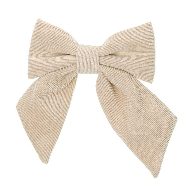 Beige Corduroy Long Tailed Bow