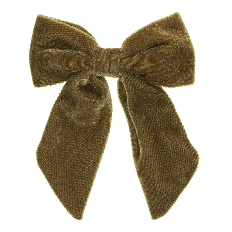 Caramel Velvet Long Tailed Bow