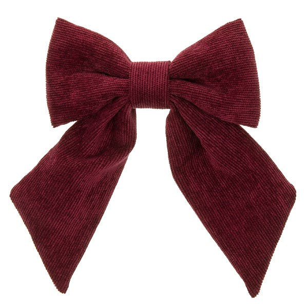 Burgundy Corduroy Long Tailed Bow