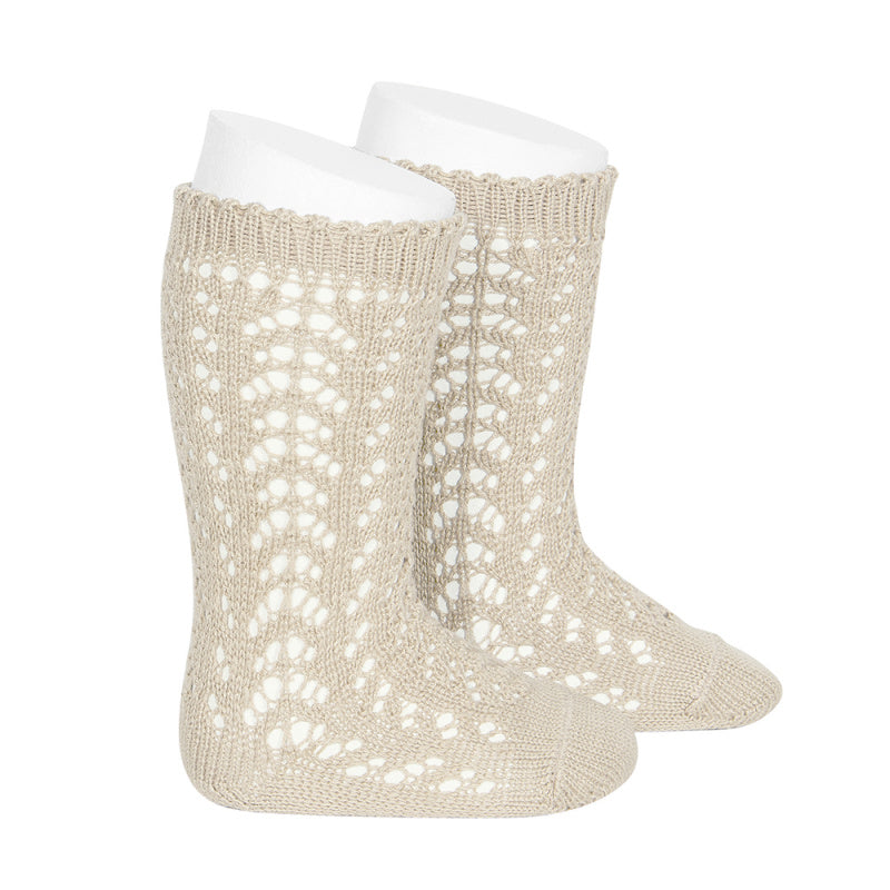 Perle openwork knee high socks. Treat your children's feet to soft and comfy long socks with side openwork, they are stunning! Beautiful openwork detail. condor