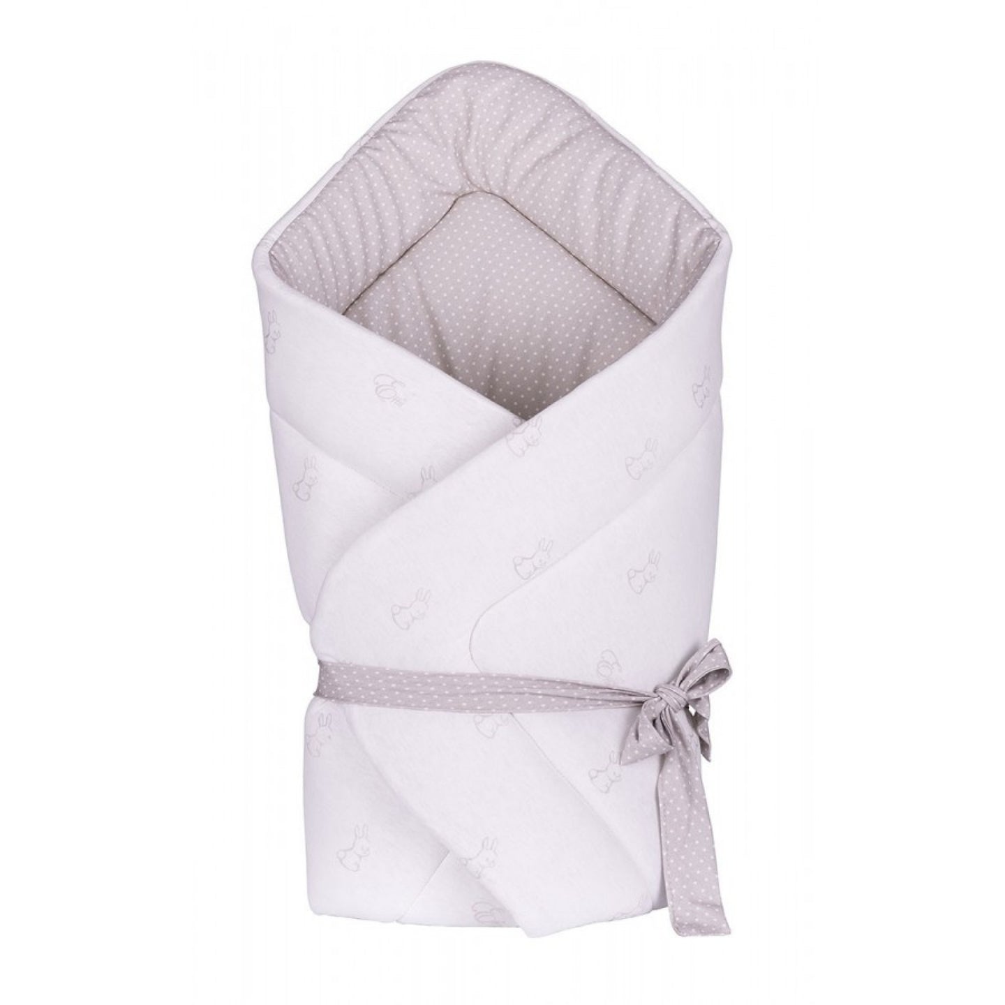Double Sided Wrapping Cape - Grey Rabbits and White Mini Dots