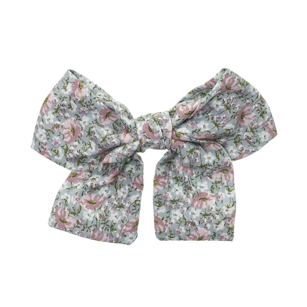 English Garden Floral Cotton bow - Blue