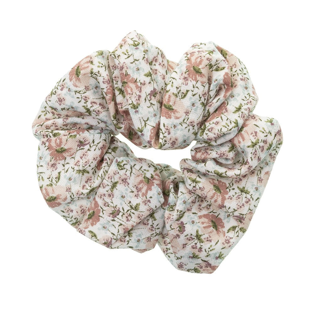 English Garden Floral Scrunchie - Ecru