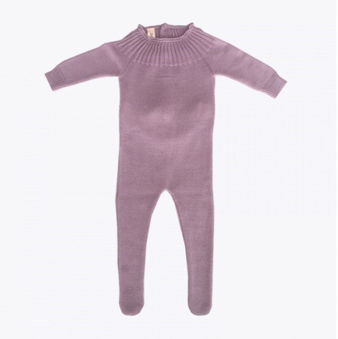 Knitted Footed Romper - Magenta