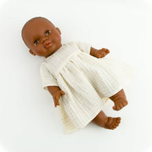 Make your little one's day with this divine doll's ecru muslin dress today. Our dolls clothing is super adorable and of amazing quality, will absolutely melt your heart. Doll dress miniland, minikane, paola reina clothes. Olivia Ann doll clothes