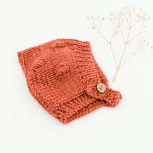 This cosy, textured doll bonnet is hand knitted in Europe, specially designed for the 38 cm dolls, but can fit dolls around 34 - 40 cm (13 - 15 inch) Miniland, Minikane, Paola Reina Gordis etc, has beautiful pixie shape with lovely popcorn details, just adorable!