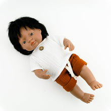 Our dolls clothing is super adorable and of amazing quality, will absolutely melt your heart. Gorgeous handmade muslin white top and rust colour pants set beautiful quality and fabric is divine, so well made! Miniland doll outfit clothes. Paola Reina. Olivia Ann kids