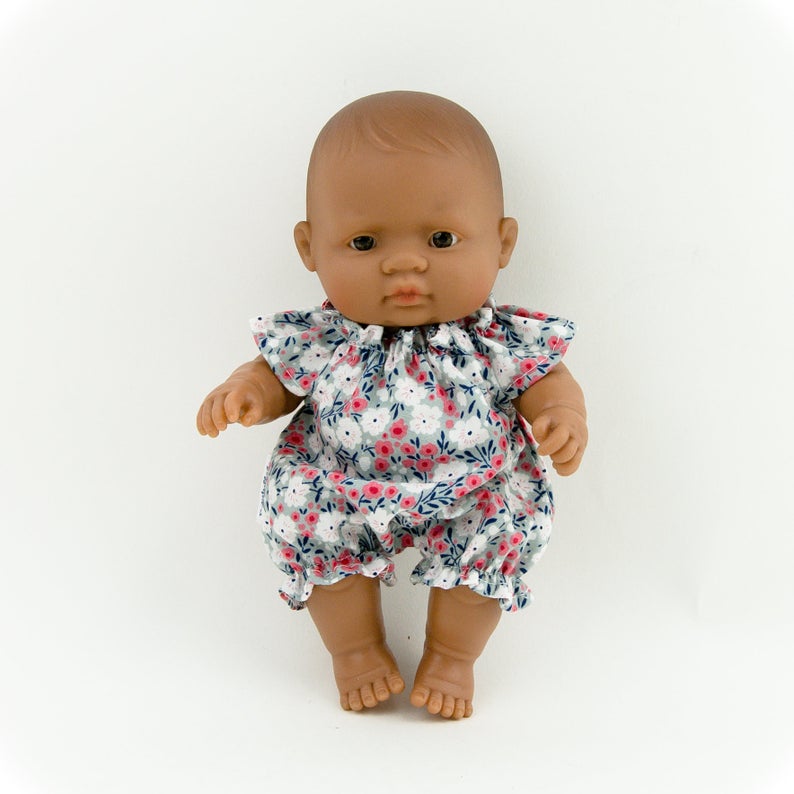 Make your little girls day with this divine doll's outfit today. Our dolls clothing is super adorable and of amazing quality, will absolutely melt your heart. Gorgeous handmade floral cotton romper beautiful quality and fabric is divine, so well made! Miniland doll outfit clothes. Paola Reina. Olivia Ann kids