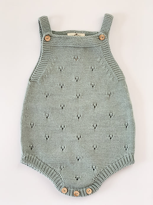 Baby Knitted Romper Openwork Motifs- Jade
