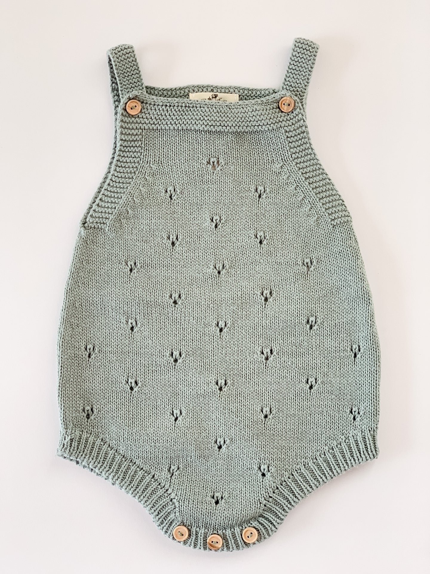 Baby Knitted Romper Openwork Motifs- Jade