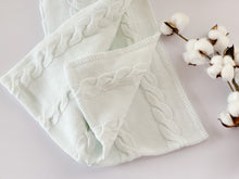 Organic Cotton Thick Cable Knit Baby Blanket - White