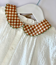 Brown Gingham Detachable Collar - Reversible and adjustable.