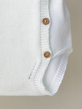 Baby Knitted Romper with pocket- White