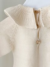 Baby Knitted Romper with Frill Collar - Beige