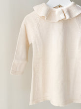 Knitted Dress with Frill Collar - Beige