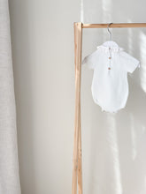 Baby Knitted Romper with Fabric Frill Collar - White