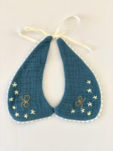 Blue Handmade Detachable Collar - Reversible and adjustable.