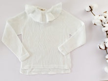 Knitted Jumper with frill collar - White