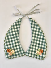 Green Gingham Detachable Collar - Reversible and adjustable.