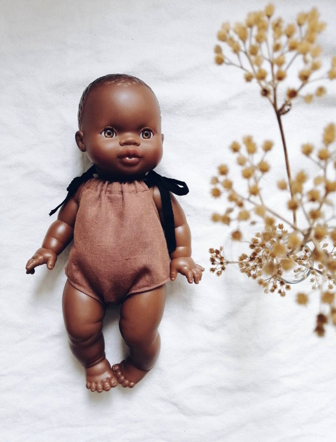 Brown Linen Dolls's Romper (Fits 32 - 38 cm dolls / 12 - 15 inch)