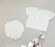 Baby Knitted Pop corn Jumper and Bloomers Set - White