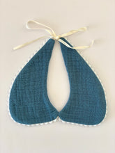 Blue Handmade Detachable Collar - Reversible and adjustable.