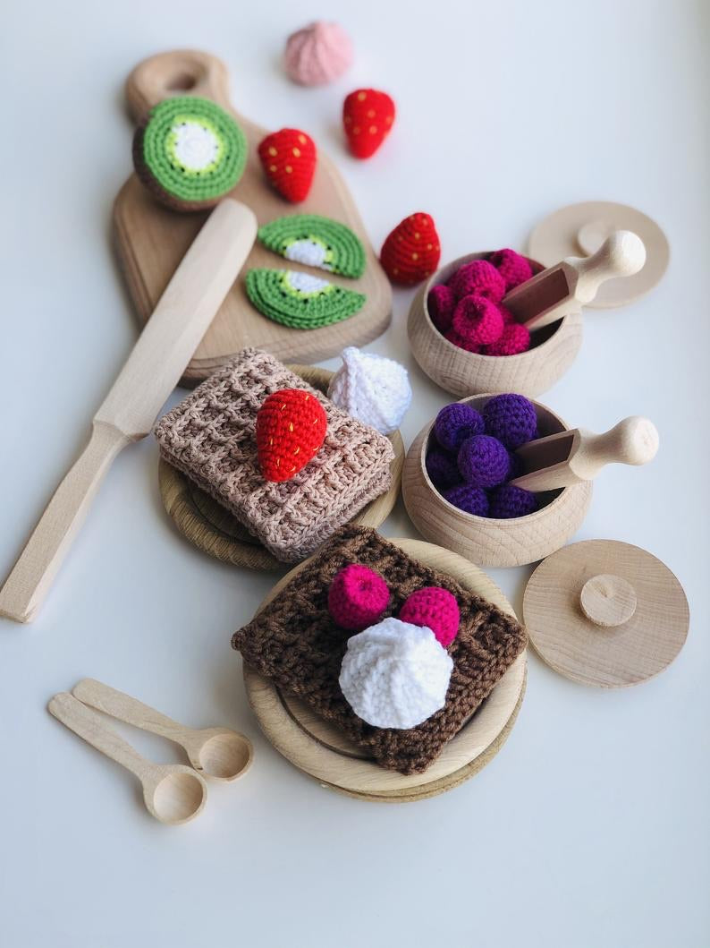 Wooden Play Kitchen Set  “Waffle Brunch