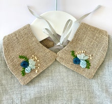 Handmade Linen Detachable Collar - Reversible and adjustable.