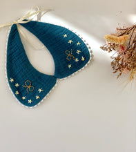 Blue Handmade Detachable Collar - Reversible and adjustable.