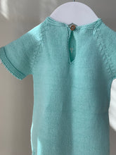 Baby Knitted Romper Pointelle- Turquoise