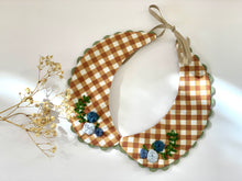 Brown Gingham Detachable Collar - Reversible and adjustable.