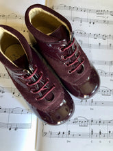 OLIVIA ANN Patent and Suede “Madrid” Boots - Burgundy